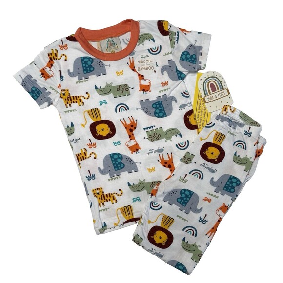 NWT  Millie & Myles Zoo Animals Print Soft Bamboo 2pc Pajamas Set Size 2T And 4T - Picture 1 of 8